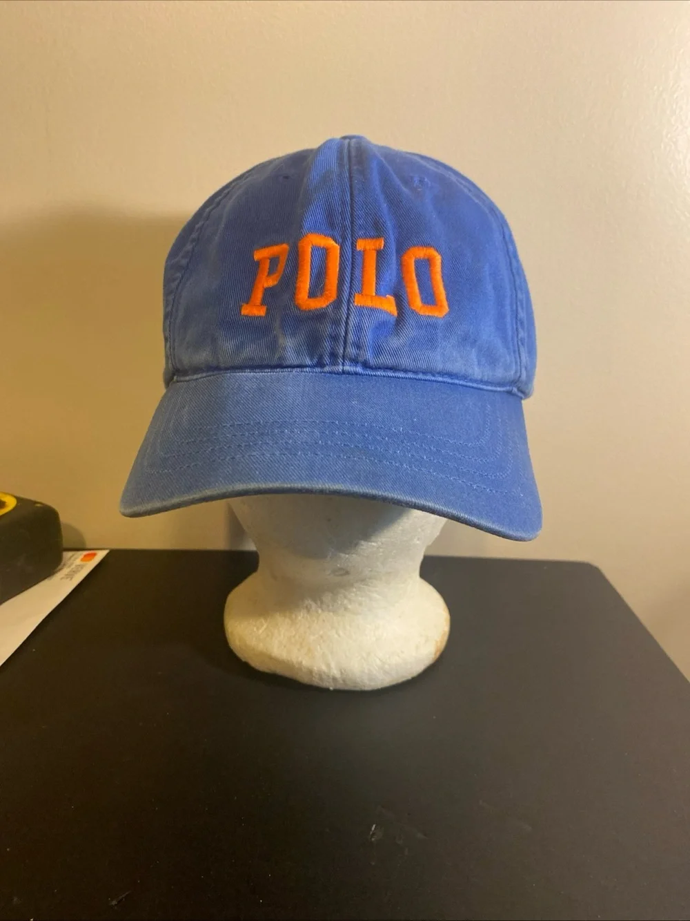 Vintage Polo Ralph Lauren Sport Spellout Hat Blue Orange Strapback Cap 90s